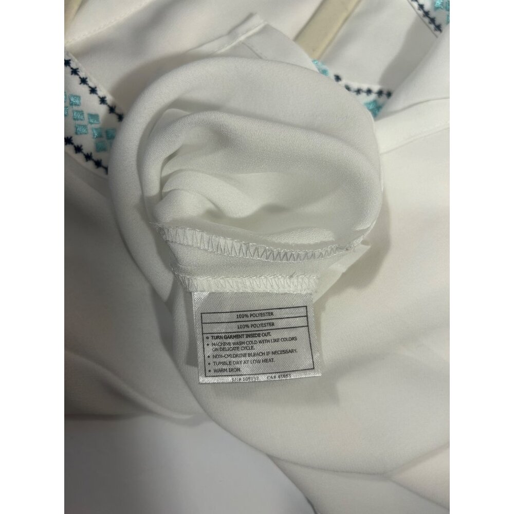 Ariat Women's White Tunic Top With Blue Embroidery Size L - Picture 9 of 13